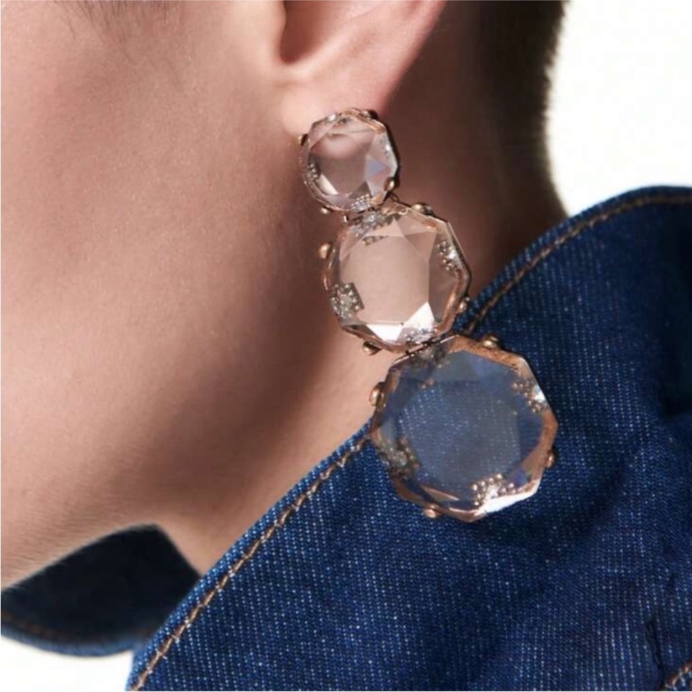 New! Gold Geometric Drop Earrings (3006) NWOT